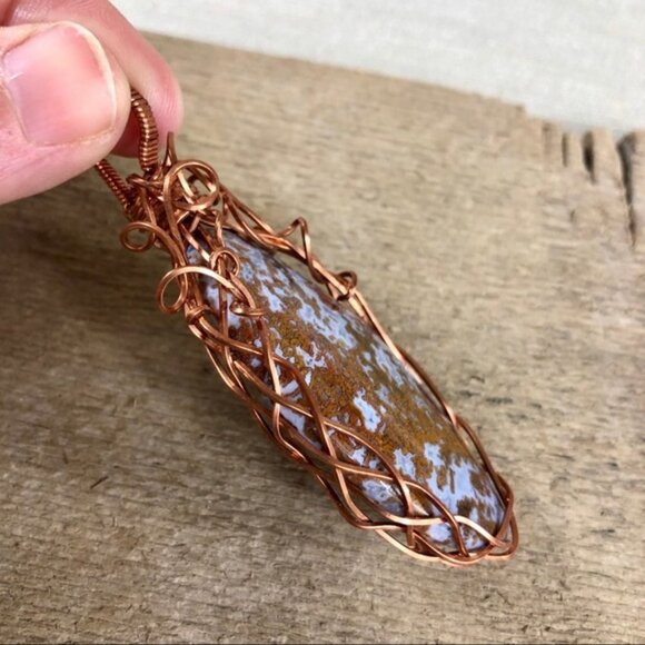 Rare Crazy Lace Fossilized Moss Agate Necklace Pendant - Picture 4 of 4